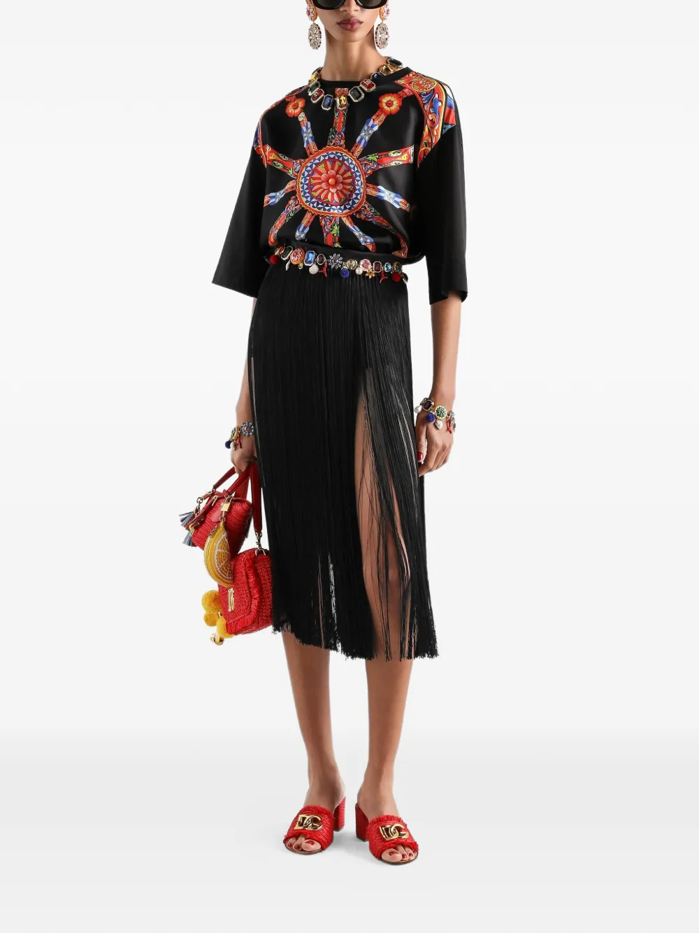 Dolce & Gabbana Jersey T-shirt met Carretto-print Zwart