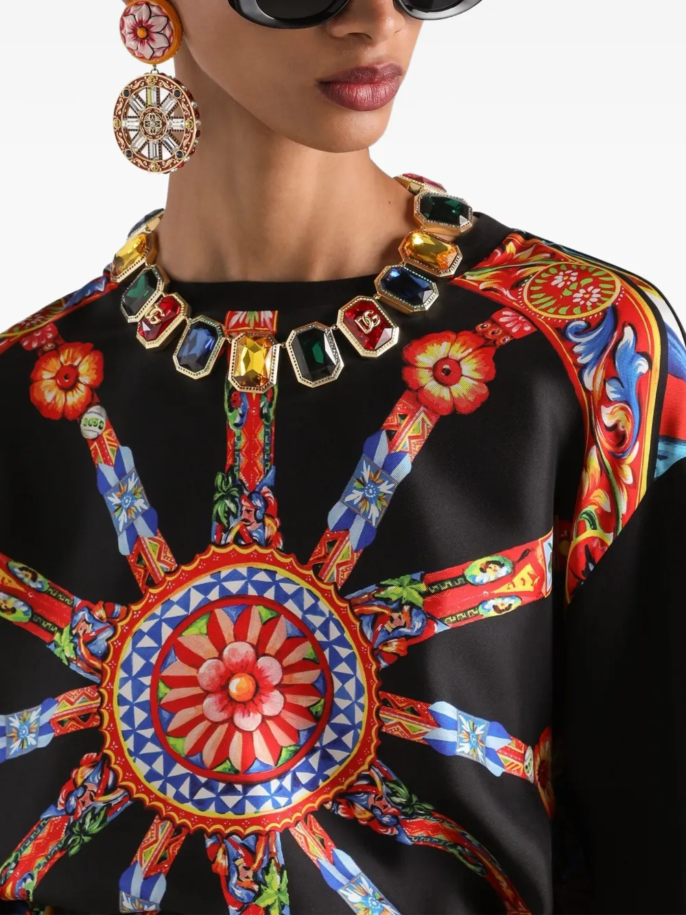 Dolce & Gabbana Jersey T-shirt met Carretto-print Zwart