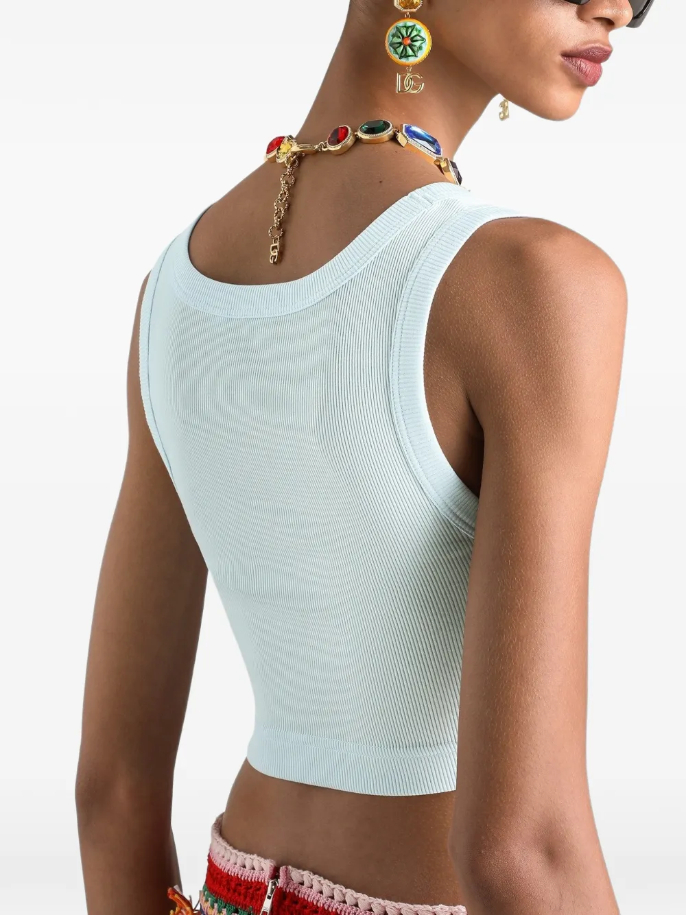 Dolce & Gabbana katoenen cropped tanktop met logo Blauw