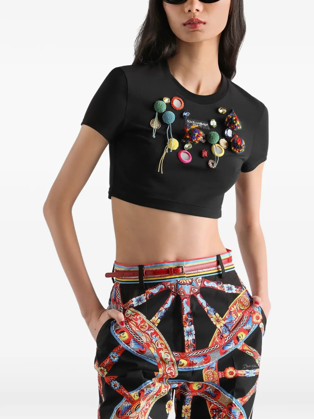 Dolce & Gabbana Jersey T-shirt met applicaties Zwart