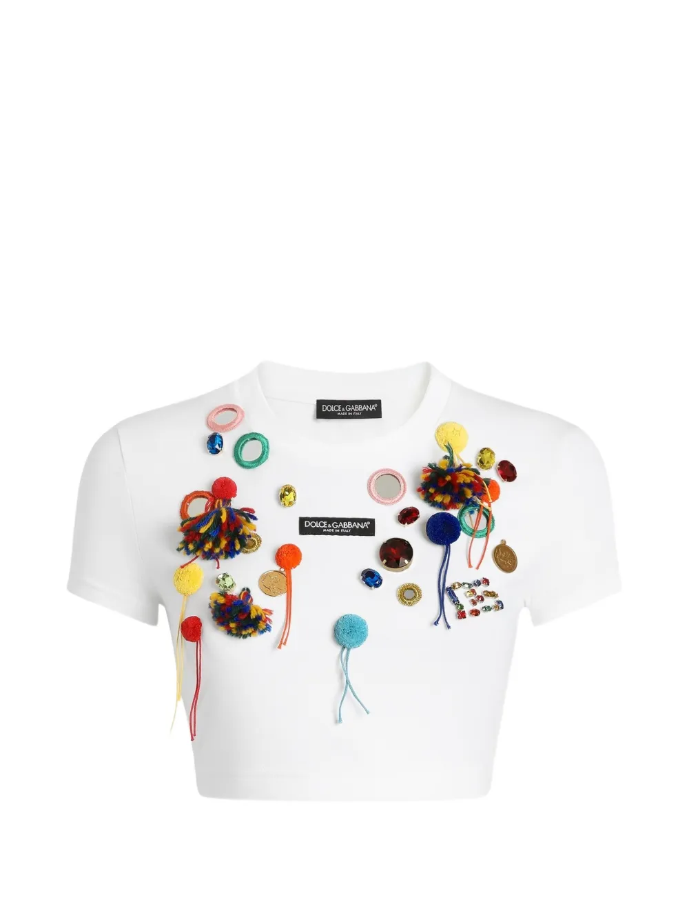 Dolce & Gabbana T-Shirt mit Applikationen - Weiß