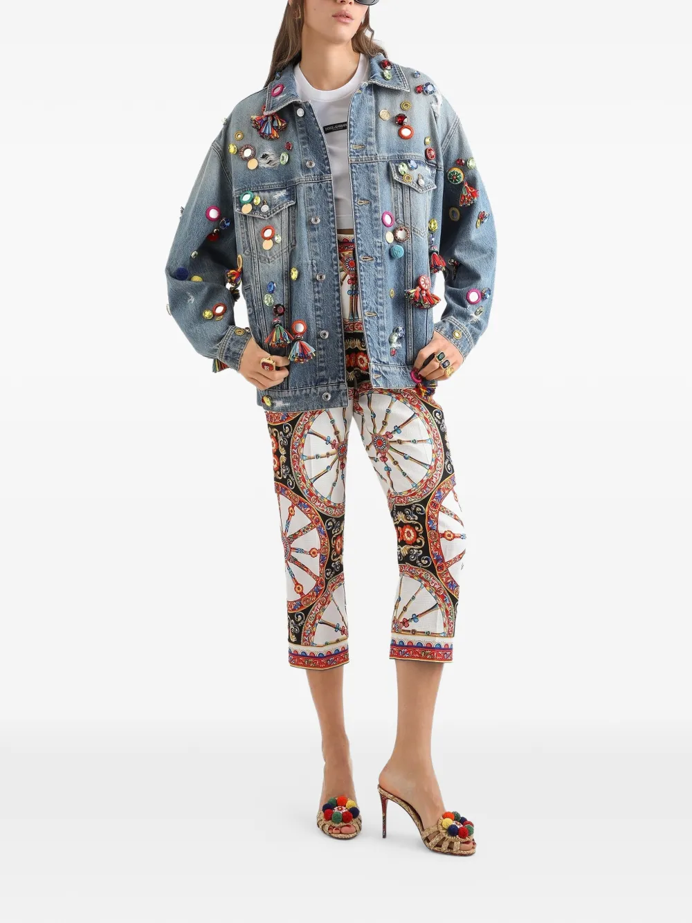 Dolce & Gabbana Denim jack met applicaties Blauw