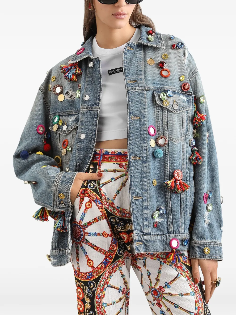 Dolce & Gabbana Denim jack met applicaties Blauw