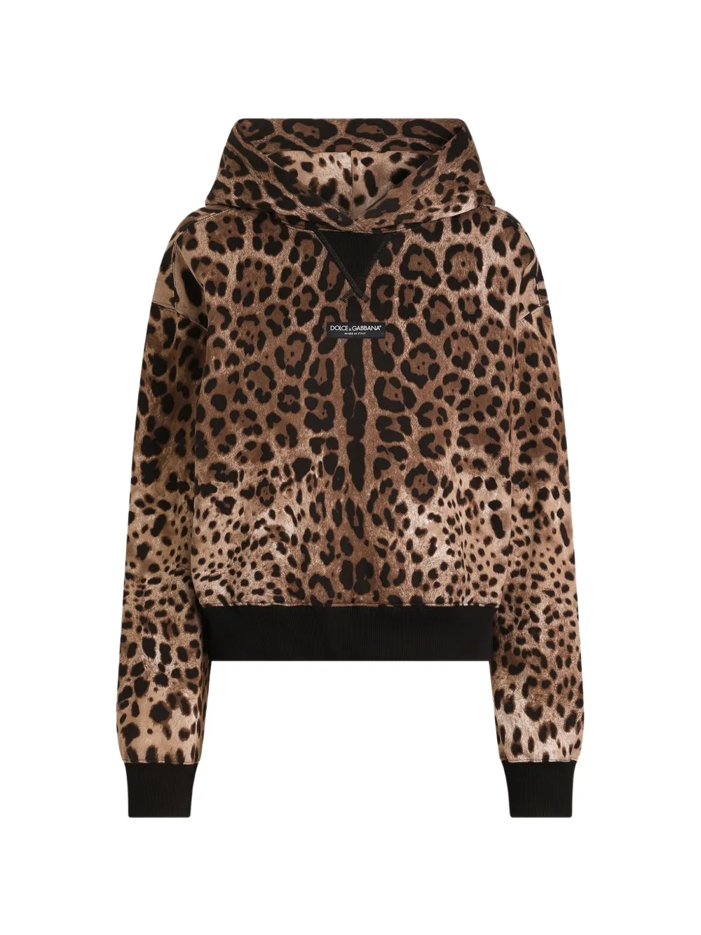 Dolce & Gabbana Kapuzenpullover aus Baumwolle mit Leo-Print - Braun