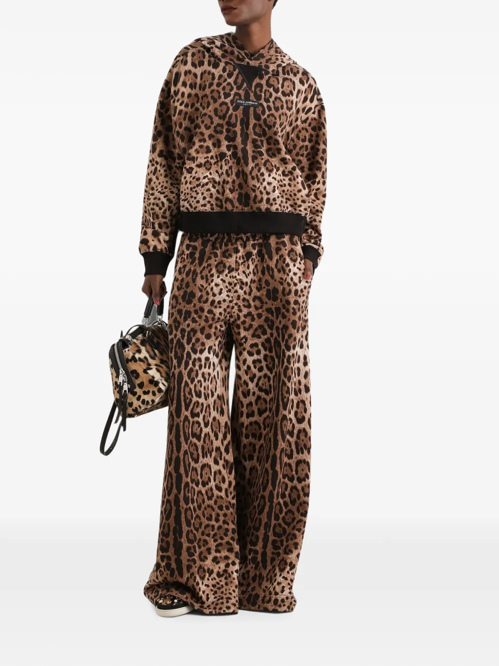 Dolce & Gabbana Sweater met luipaard-print en capuchon Bruin