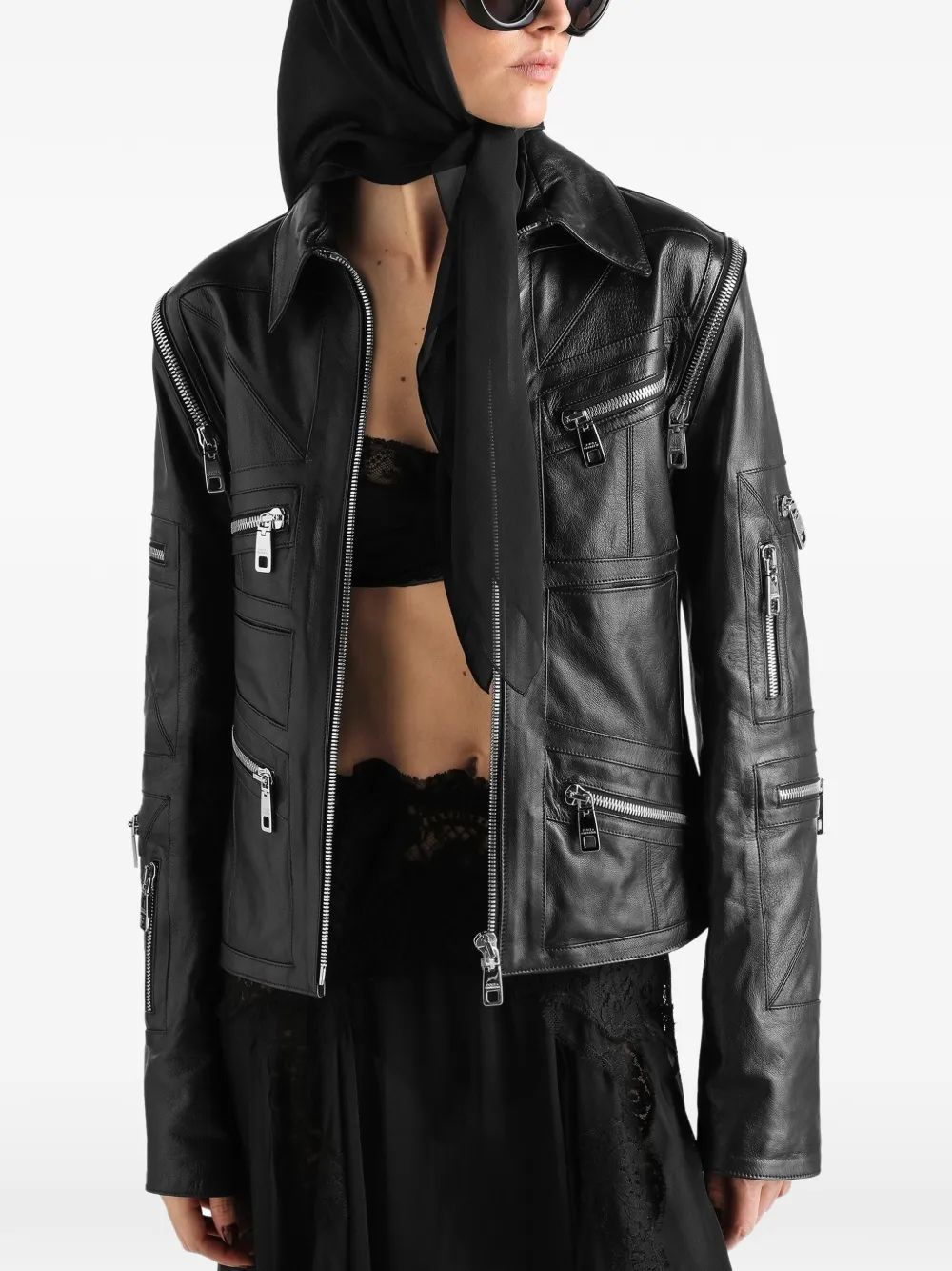 Dolce & Gabbana nappa leather jacket Zwart