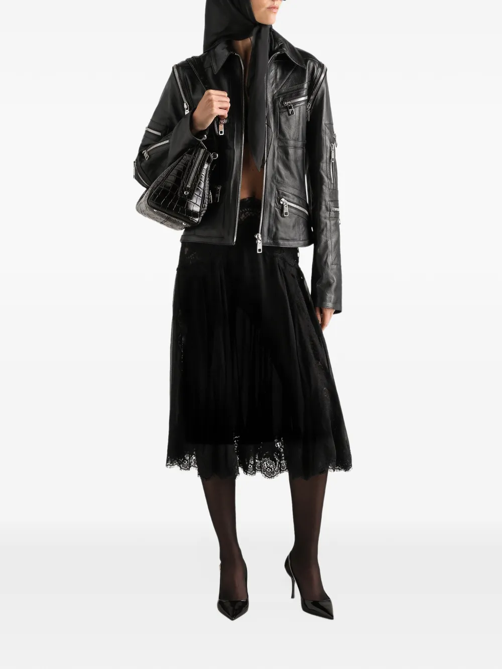 Dolce & Gabbana nappa leather jacket Zwart