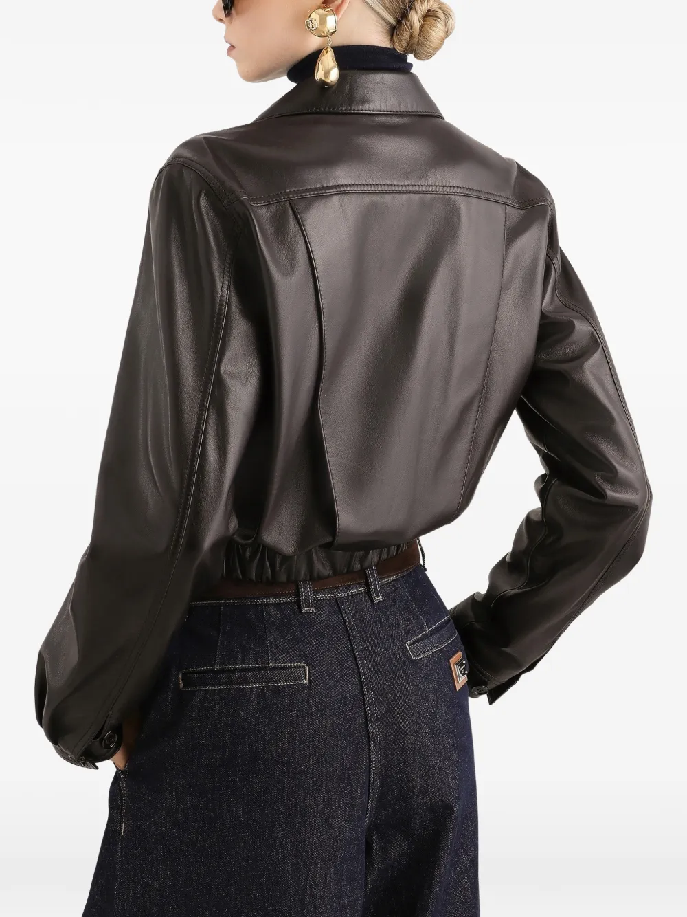 Dolce & Gabbana Leren bomberjack Bruin