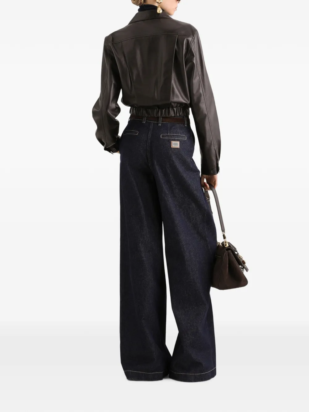 Dolce & Gabbana Leren bomberjack Bruin
