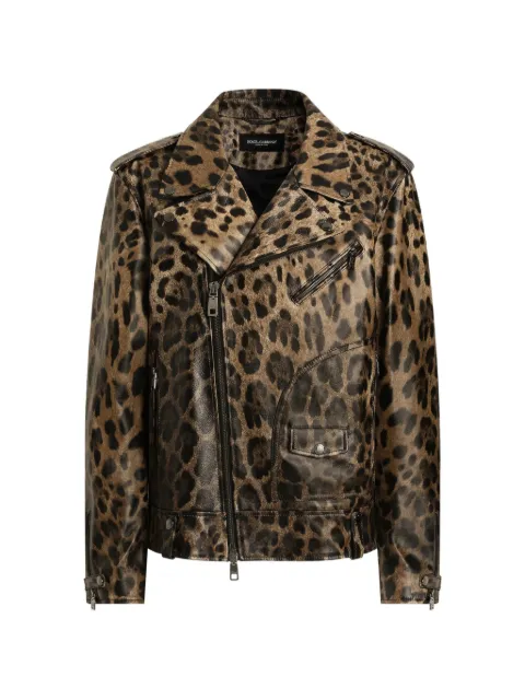 Dolce & Gabbana LEO-PRINT LEATHER JACKET