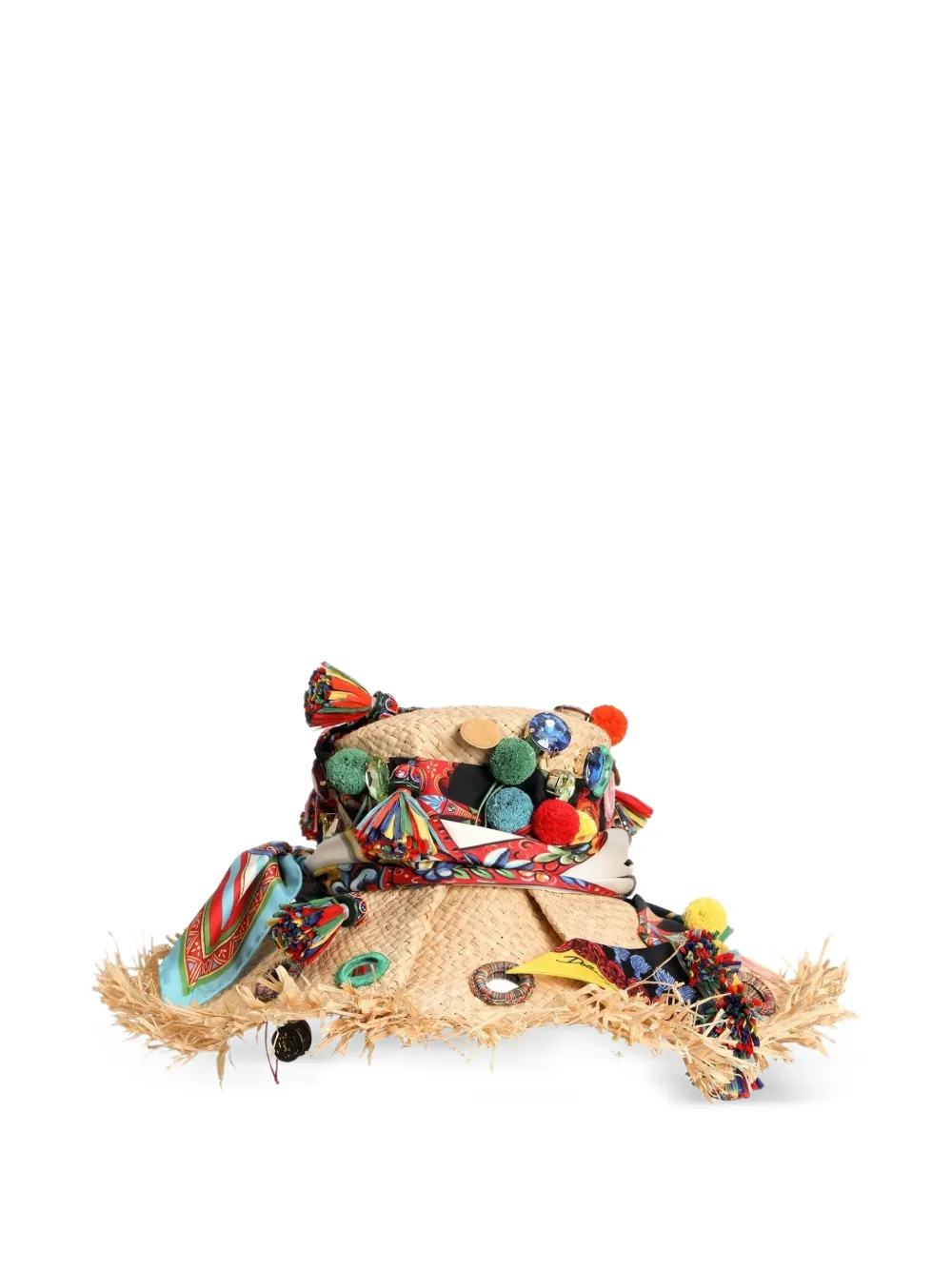 Dolce & Gabbana Cappello in rafia con applicazioni - Toni neutri