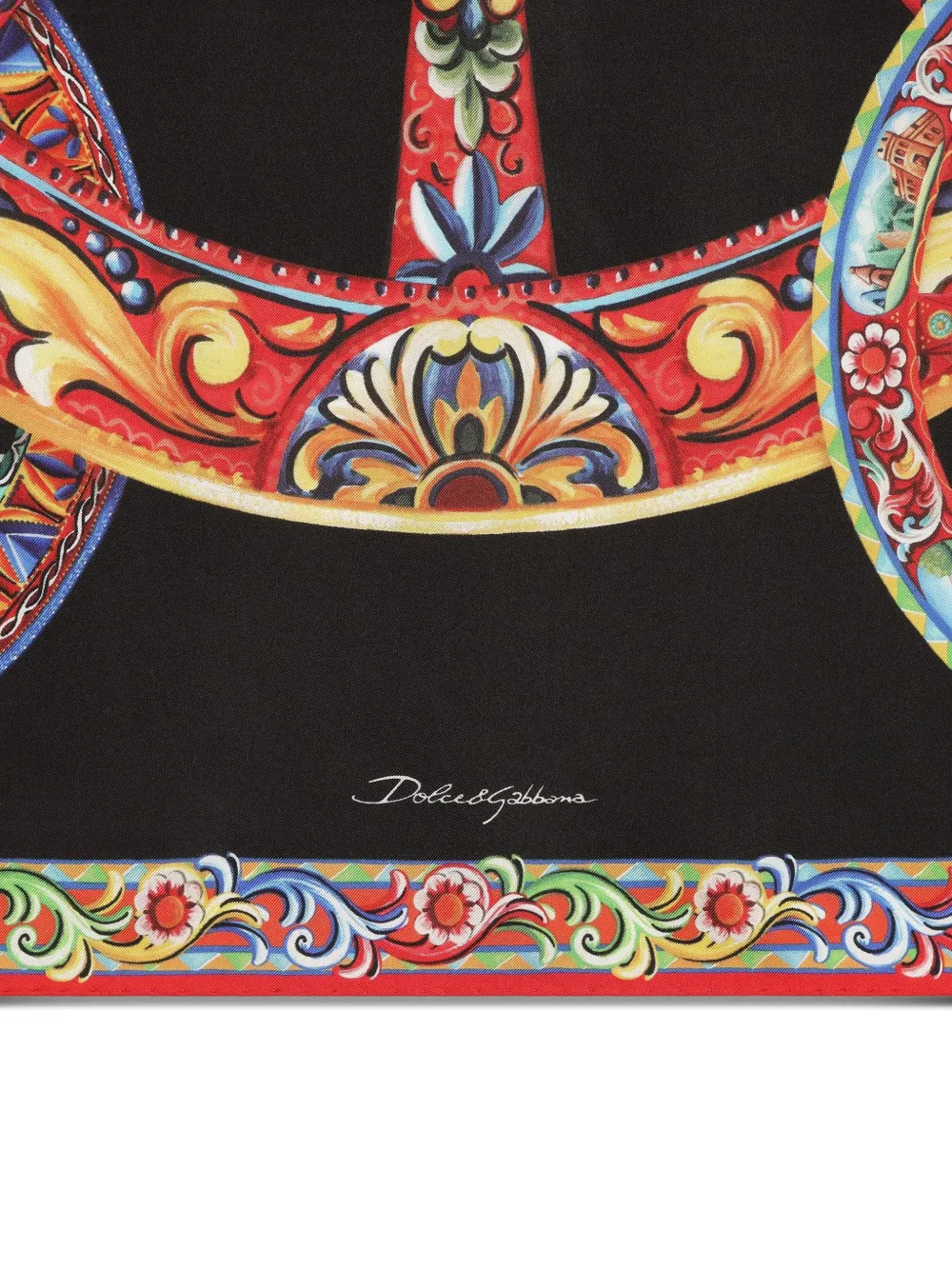 Dolce & Gabbana Zijden twill sjaal met Carretto-print Zwart