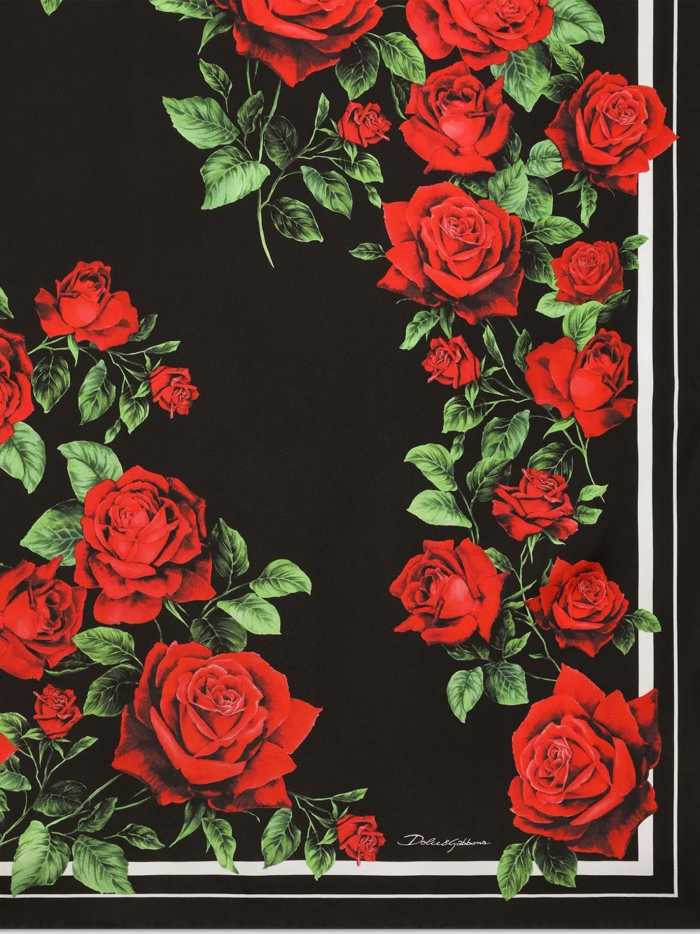 Dolce & Gabbana 90 x 90 zijden twill sjaal met roosprint Zwart