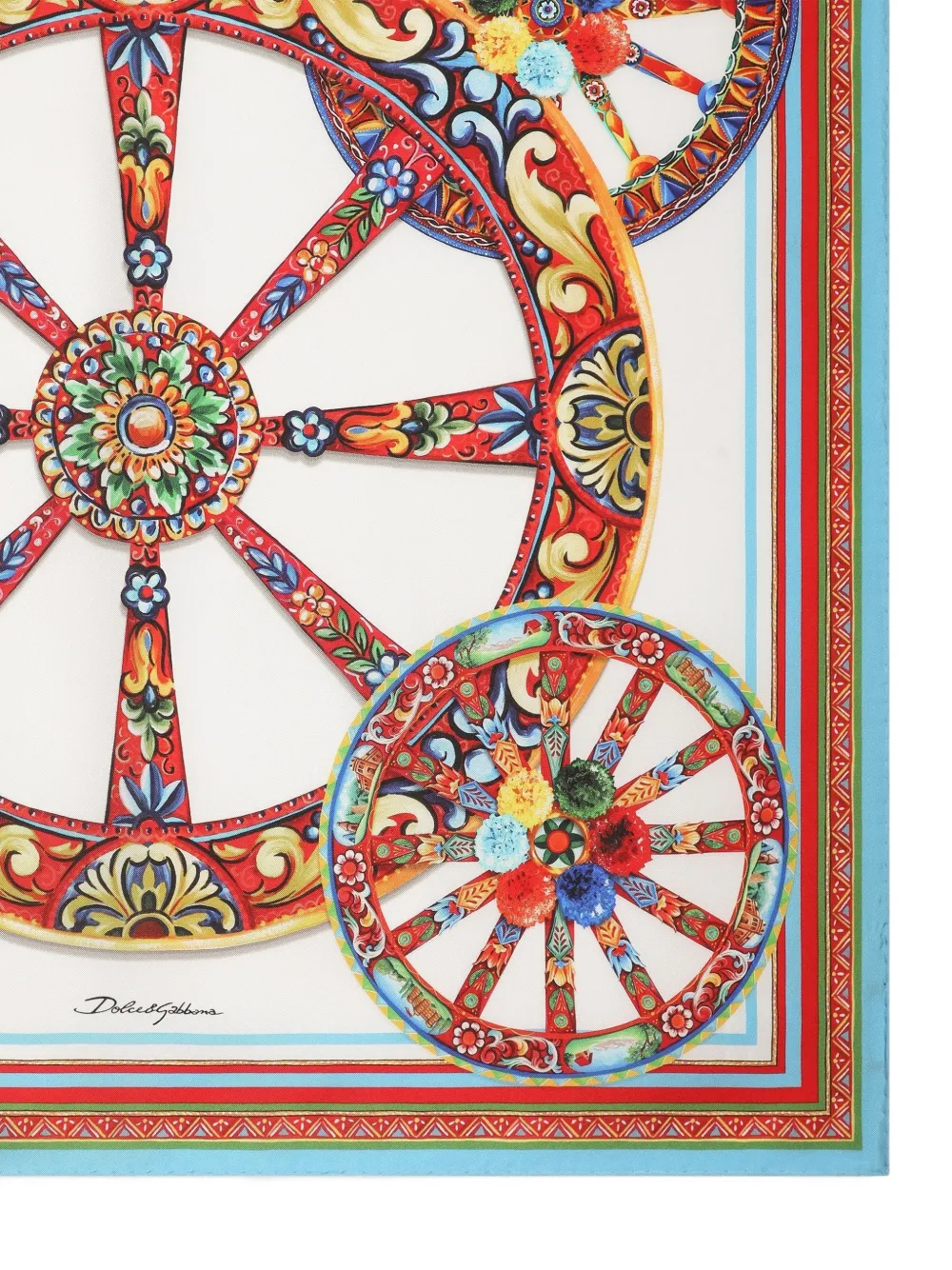 Dolce & Gabbana 70X70 CARRETTO-PRINT SILK TWILL SCARF Wit