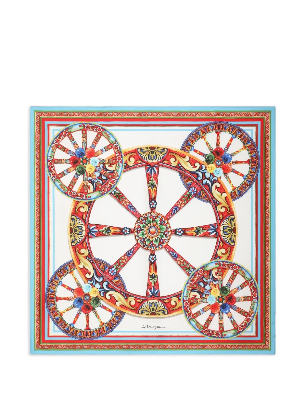 Dolce & Gabbana 70X70 CARRETTO-PRINT SILK TWILL SCARF - Weiß