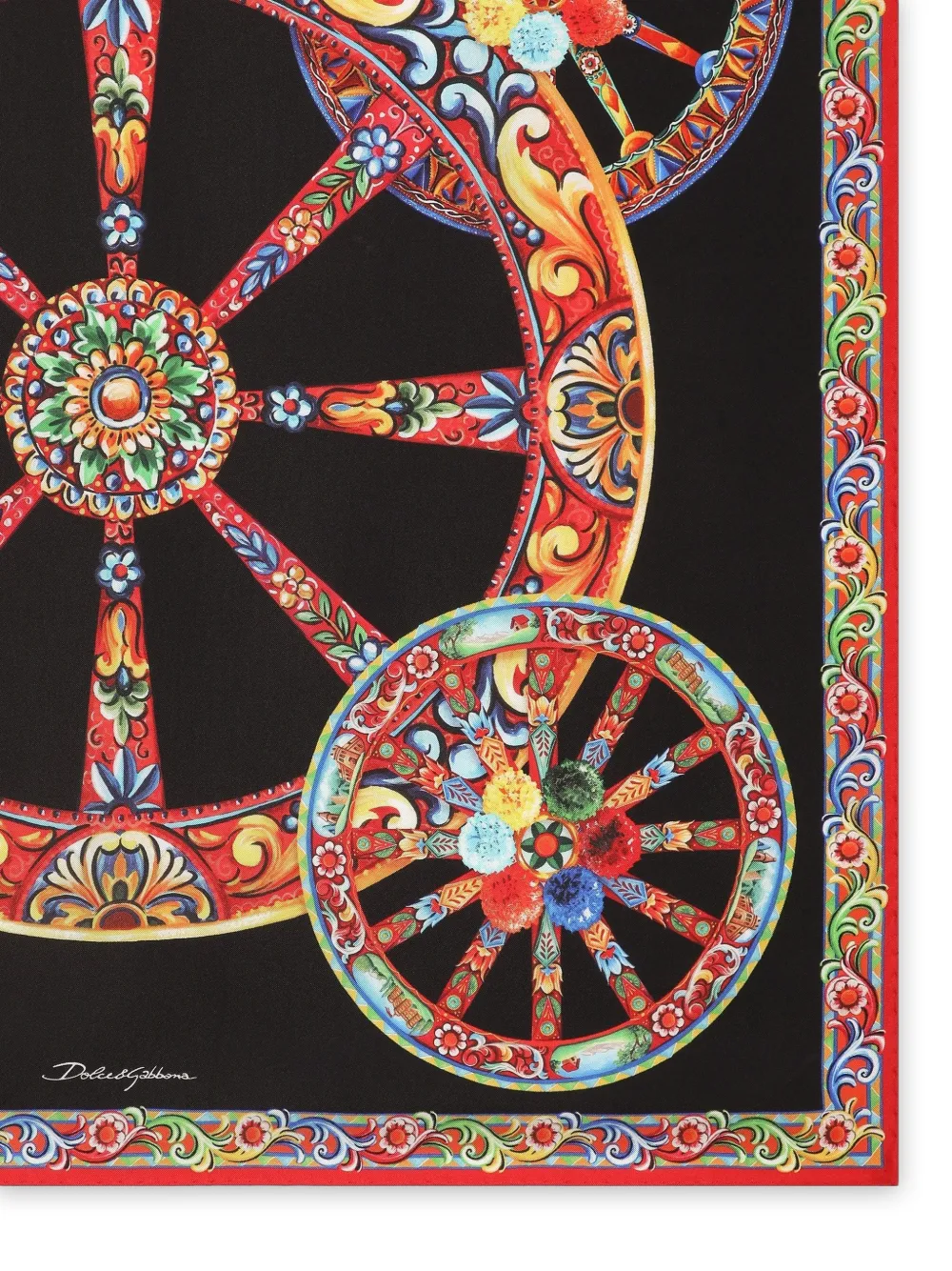 Dolce & Gabbana Zijden twill sjaal met Carretto-print Zwart