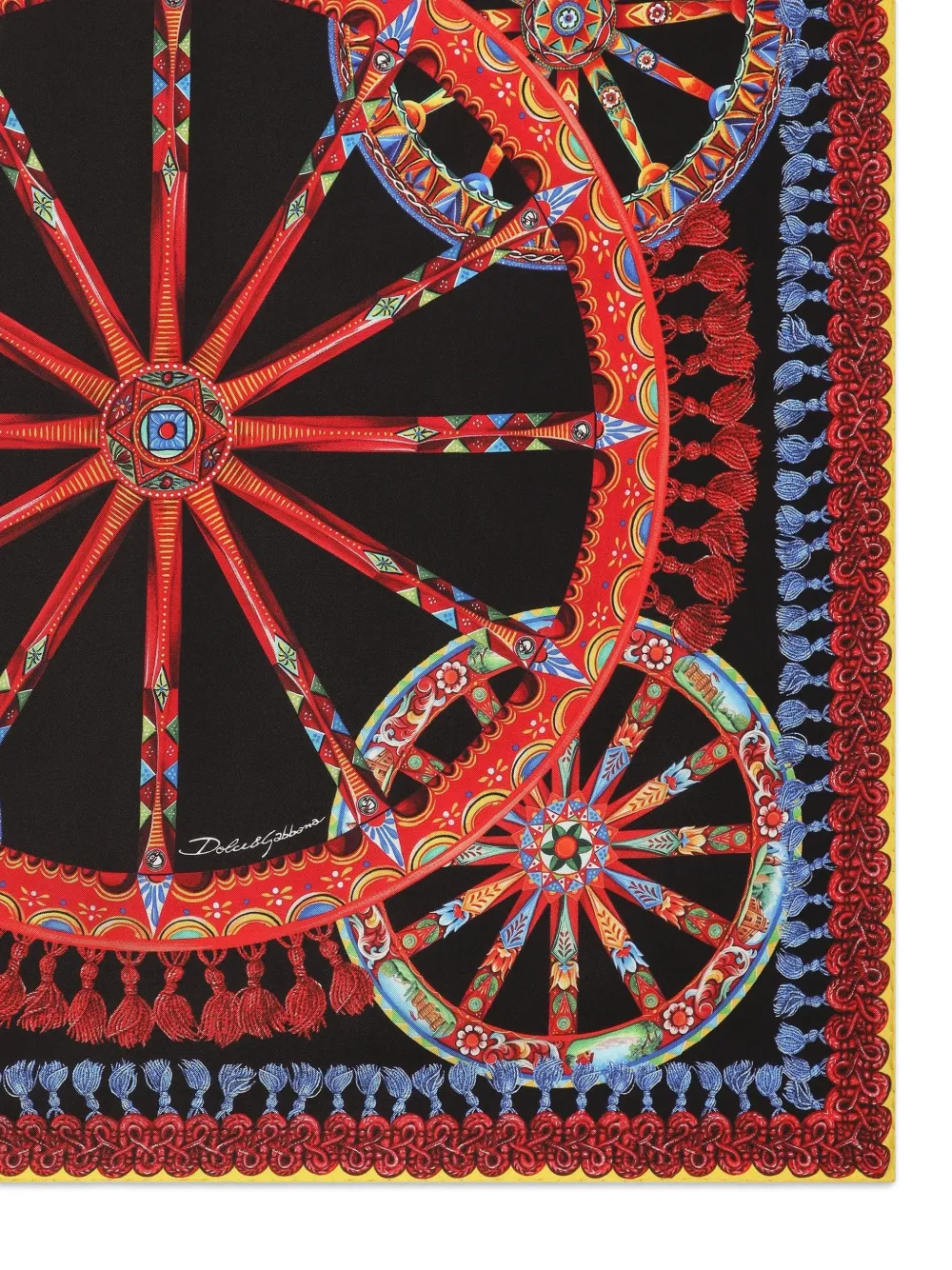 Dolce & Gabbana Zijden twill sjaal met Carretto-print Zwart