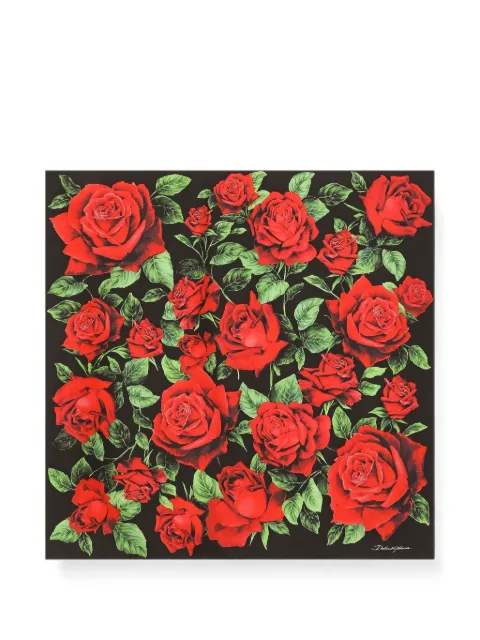 Dolce & Gabbana 70x70 rose-print silk twill scarf