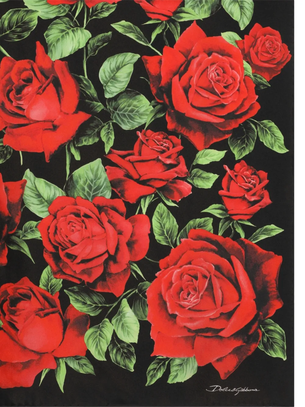 Dolce & Gabbana 70 x 70 zijden twill sjaal met roosprint Zwart