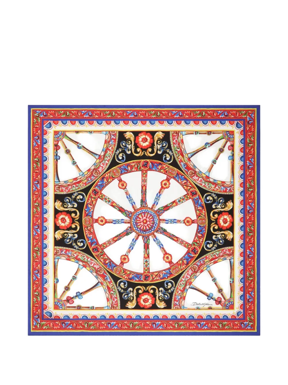 Dolce & Gabbana Foulard in twill di seta con stampa Carretto 70x70 - Bianco