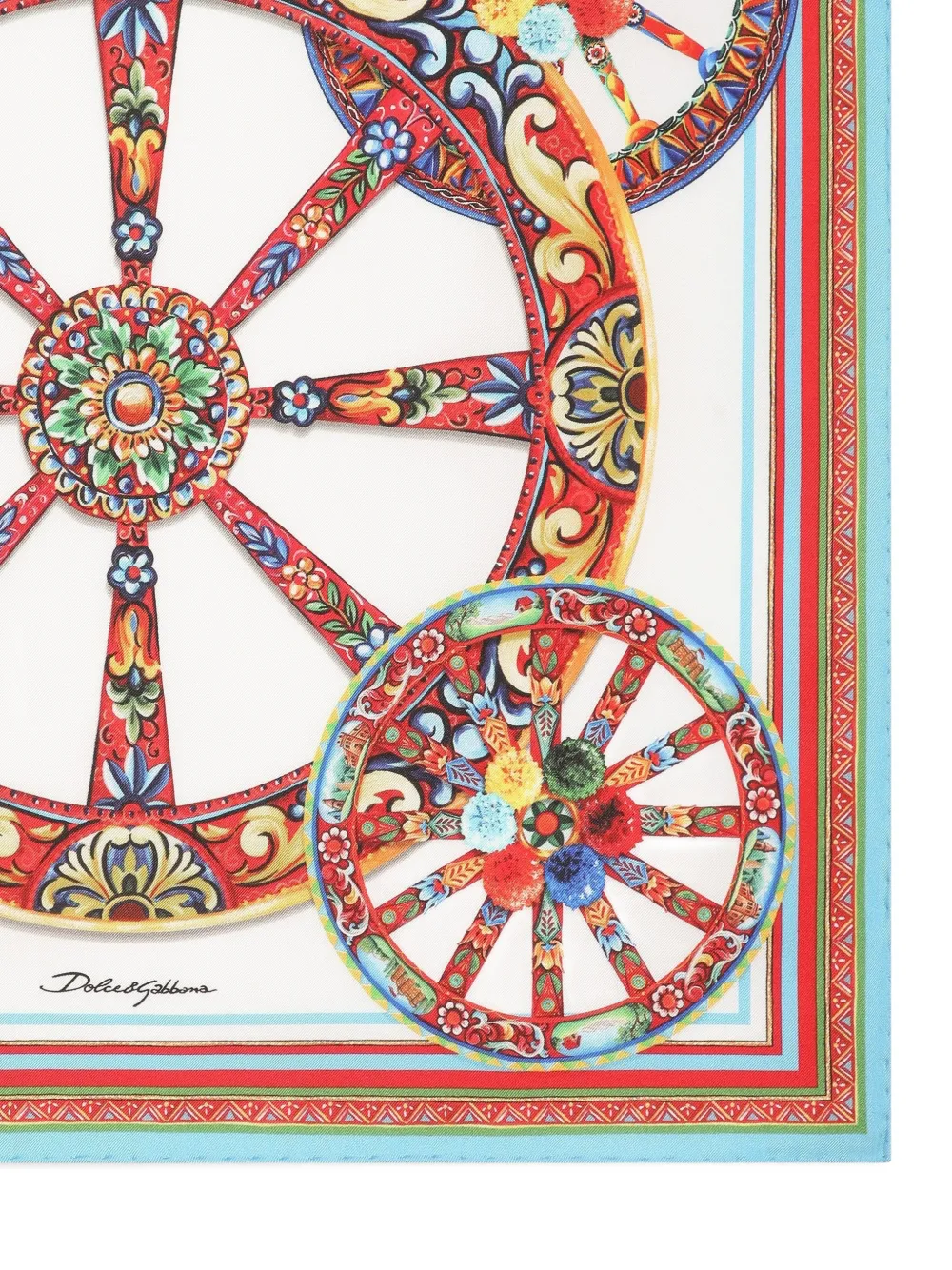 Dolce & Gabbana 50x50 zijden twill sjaal met Carretto-print Wit