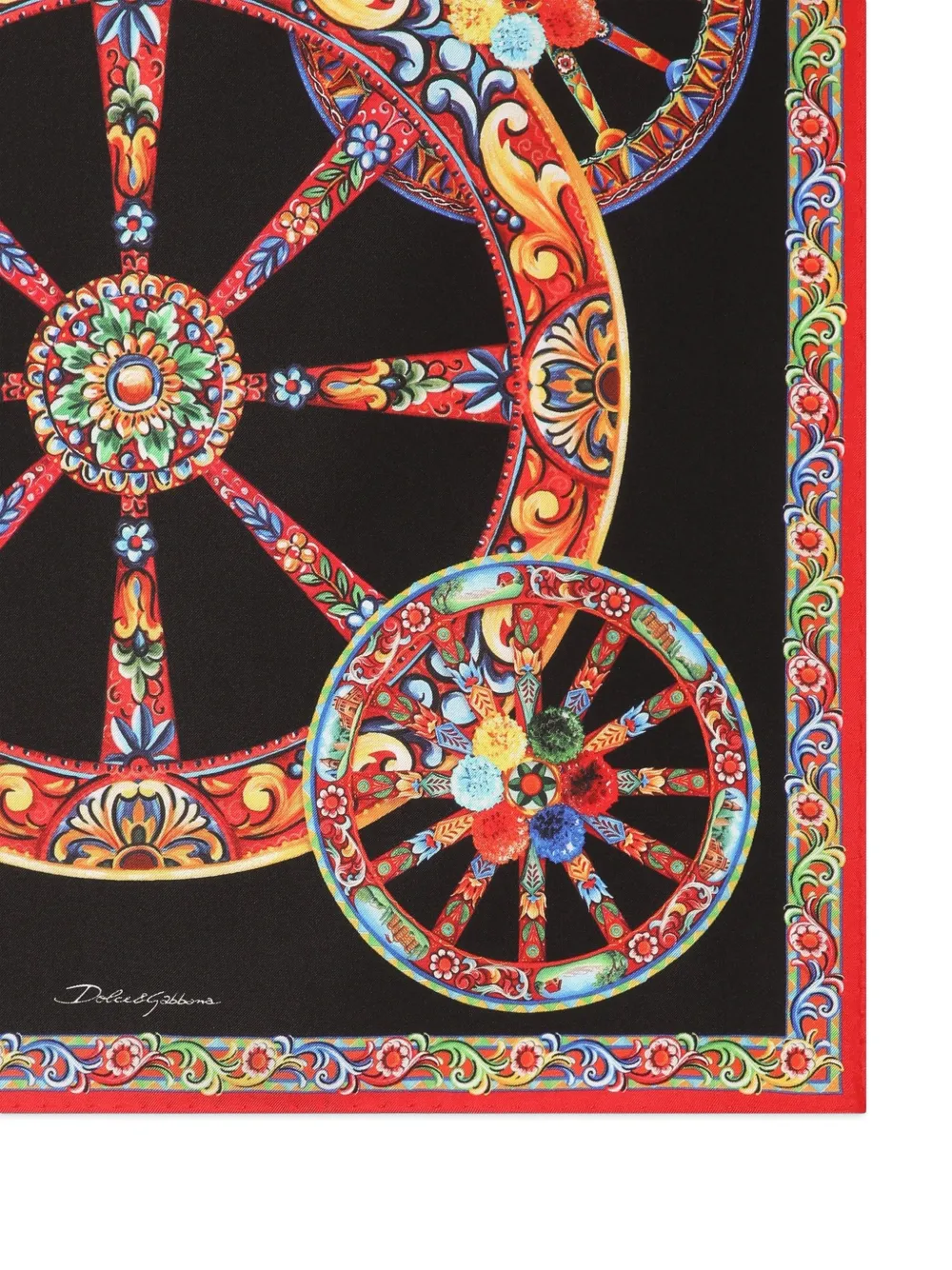 Dolce & Gabbana 50x50 zijden twill sjaal met Carretto-print Zwart