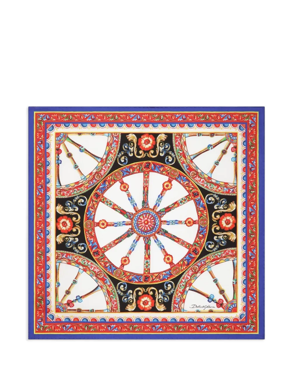Dolce & Gabbana Foulard in twill di seta con stampa Carretto 50x50 - Rosso