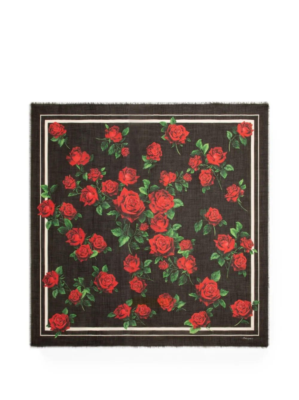 Dolce & Gabbana rose-print cotton stole - Schwarz