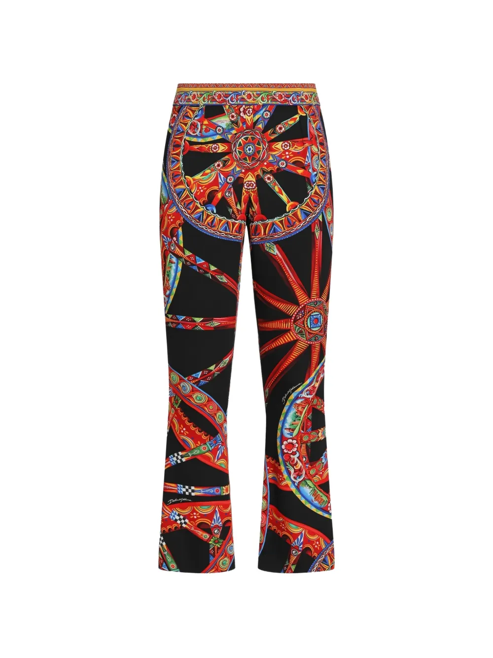 Dolce & Gabbana Carretto-print Charmeuse Leggings In Multi