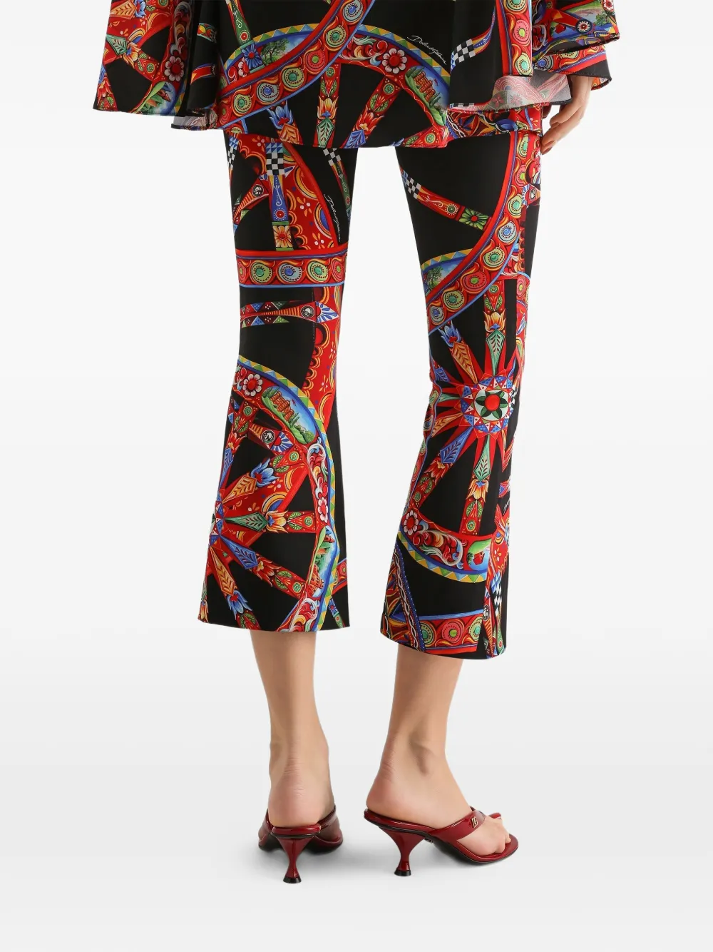 Dolce & Gabbana Charmeuse legging met Carretto-print Zwart