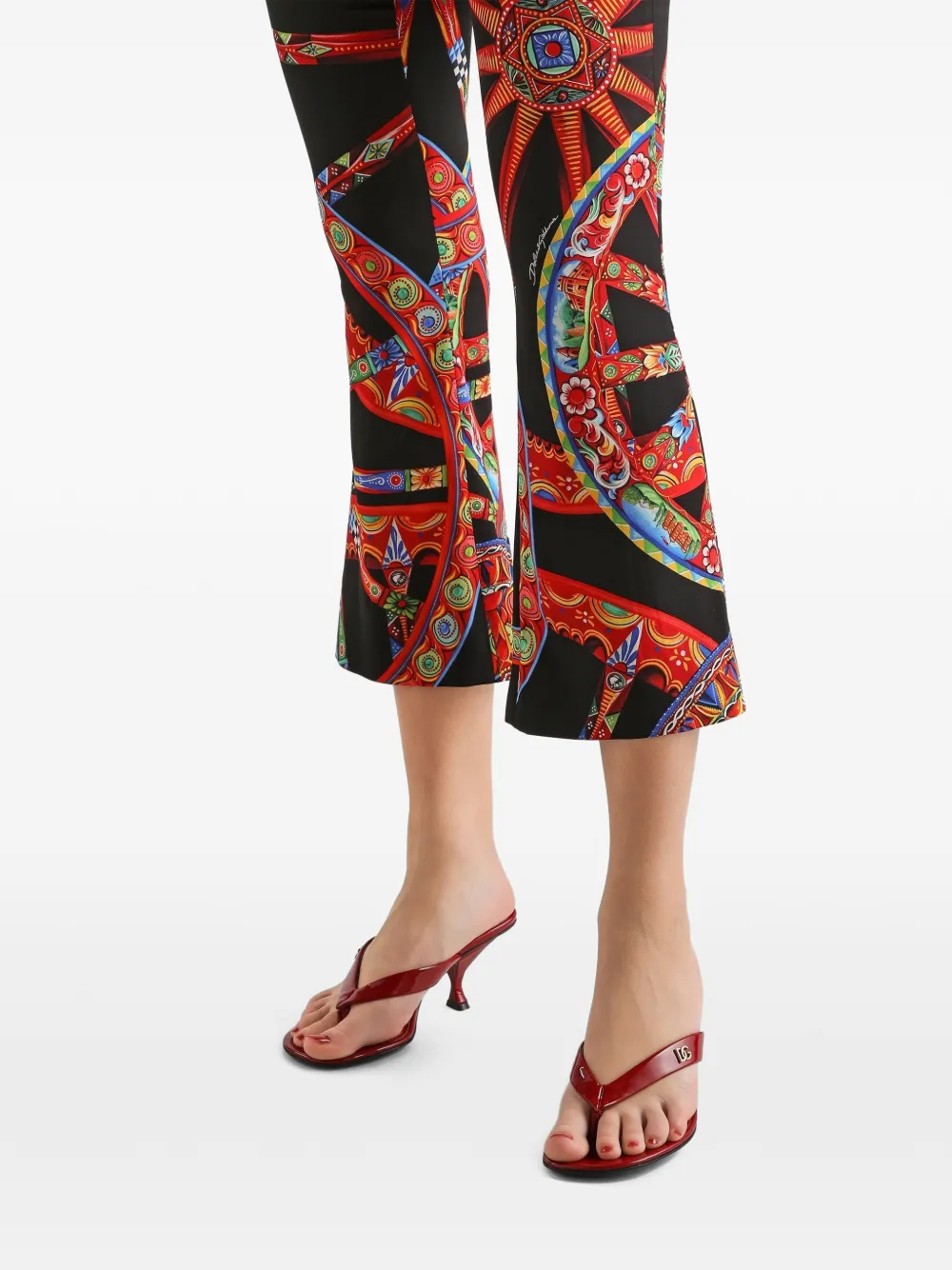 Dolce & Gabbana Charmeuse legging met Carretto-print Zwart