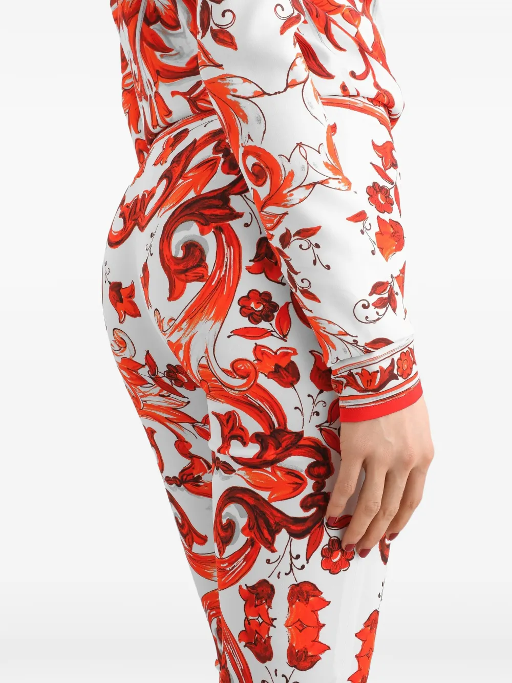 Dolce & Gabbana Charmeuse broek met Majolica-print Wit