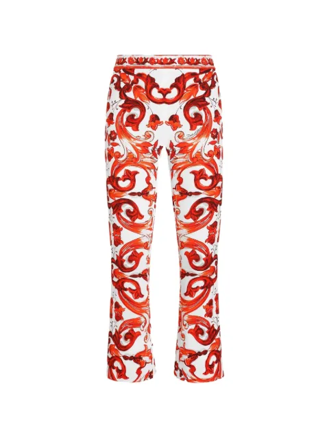 Dolce & Gabbana Pantaloni in charmeuse con stampa maiolica