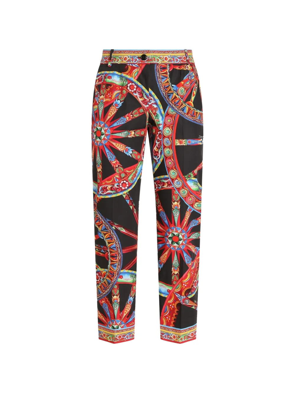 Dolce & Gabbana Carretto-print Poplin Trousers In Multi