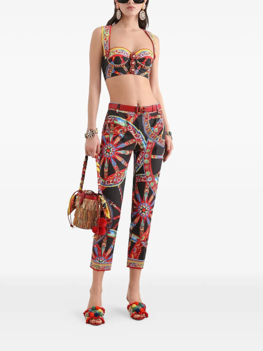 Dolce & Gabbana Popeline broek met Carretto-print Zwart