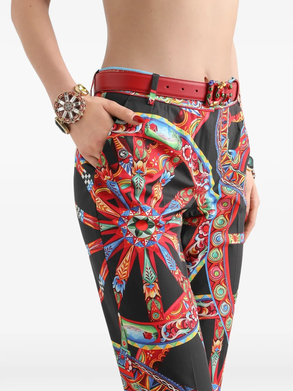 Dolce & Gabbana Popeline broek met Carretto-print Zwart