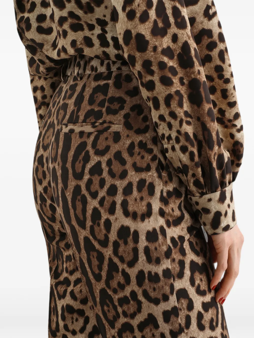 Dolce & Gabbana Wollen broek met luipaard-print Beige