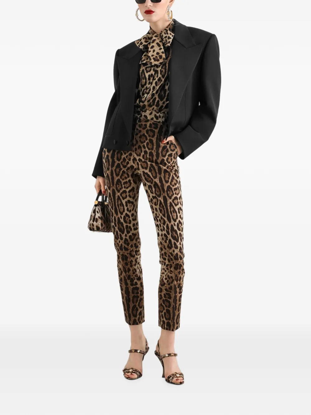 Dolce & Gabbana Wollen broek met luipaard-print Beige