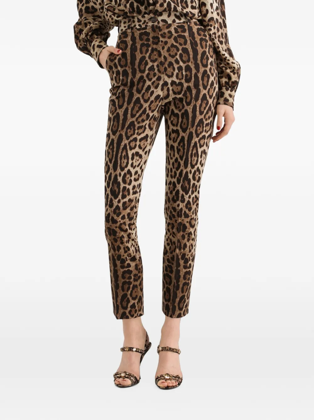 Dolce & Gabbana leo-print wool trousers - Nude