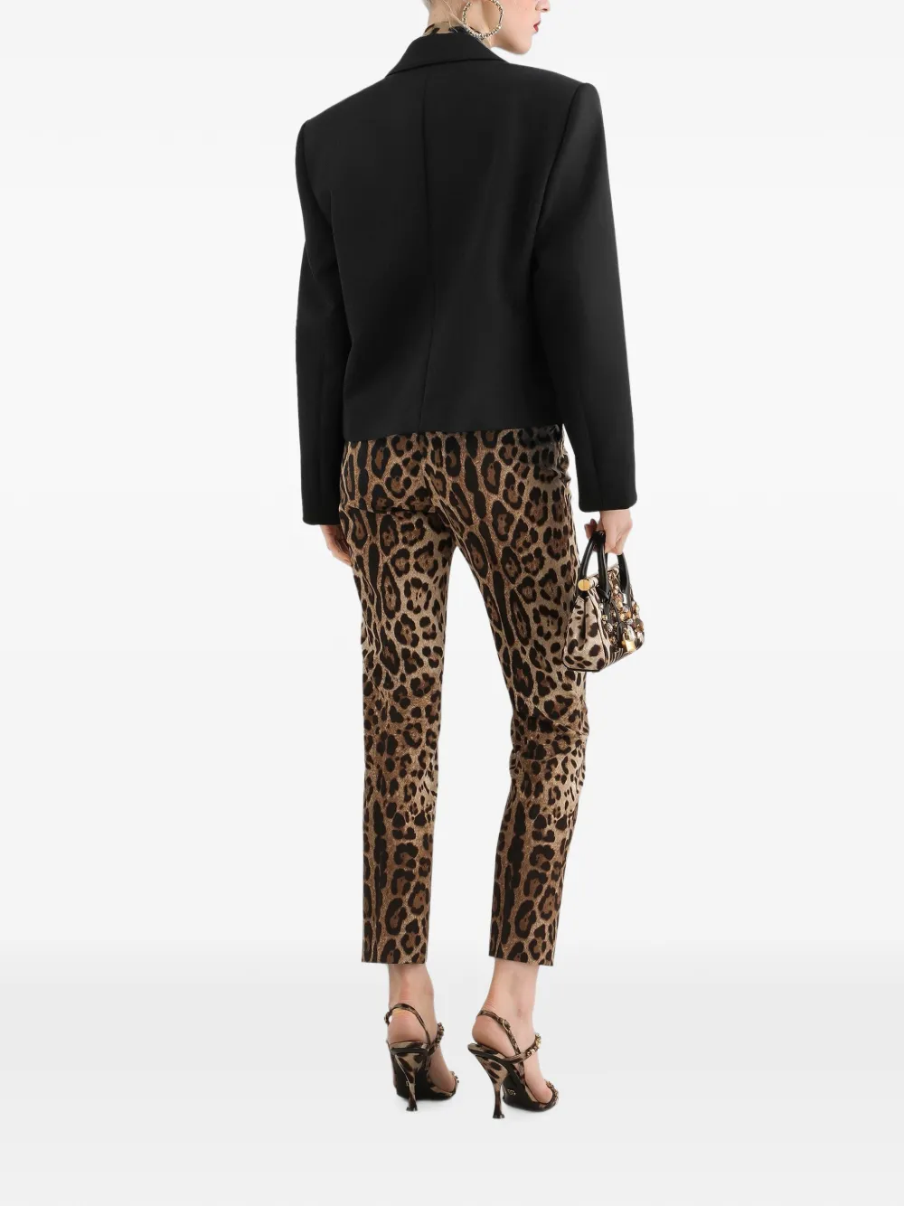 Dolce & Gabbana Wollen broek met luipaard-print Beige