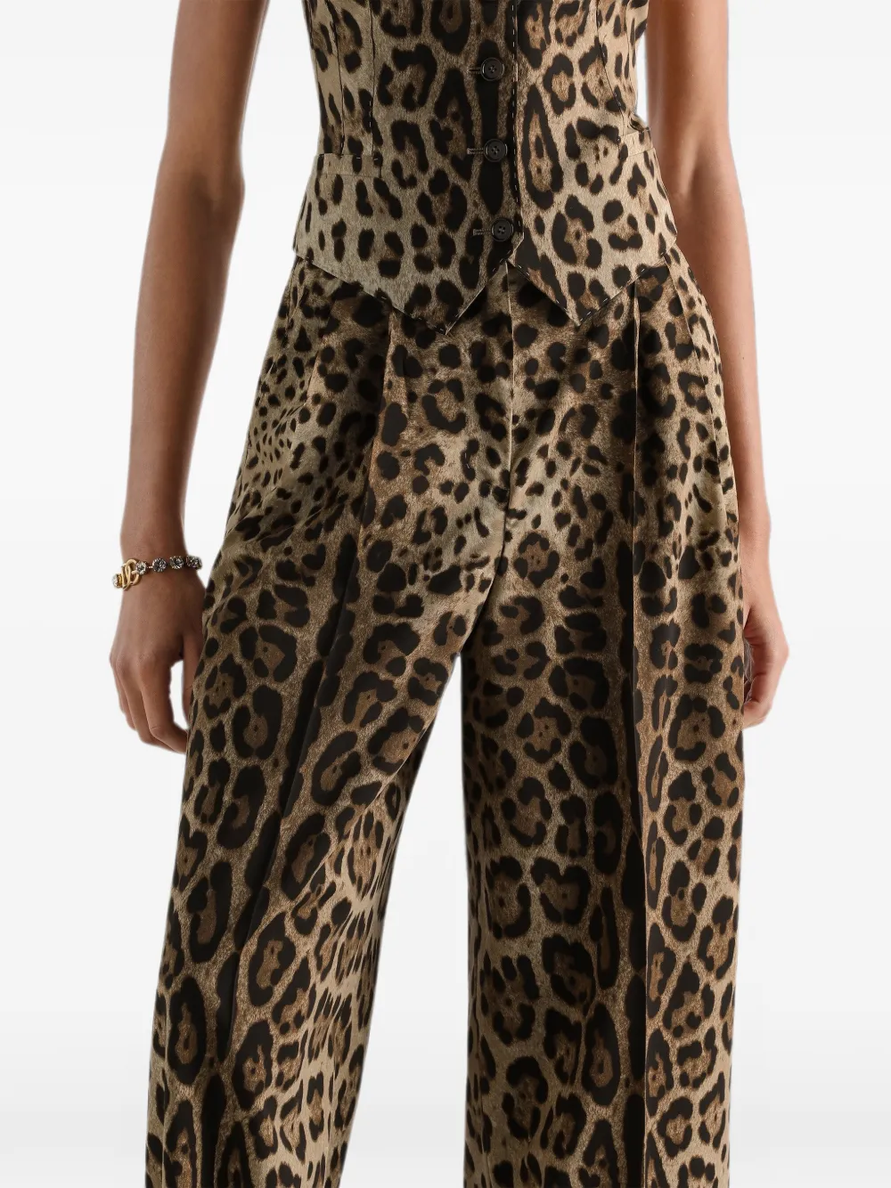 Dolce & Gabbana Wollen broek met luipaard-print Beige