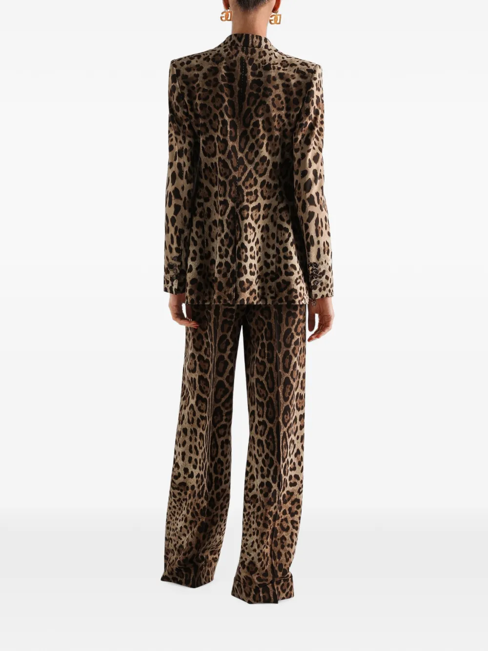 Dolce & Gabbana Wollen broek met luipaard-print Beige
