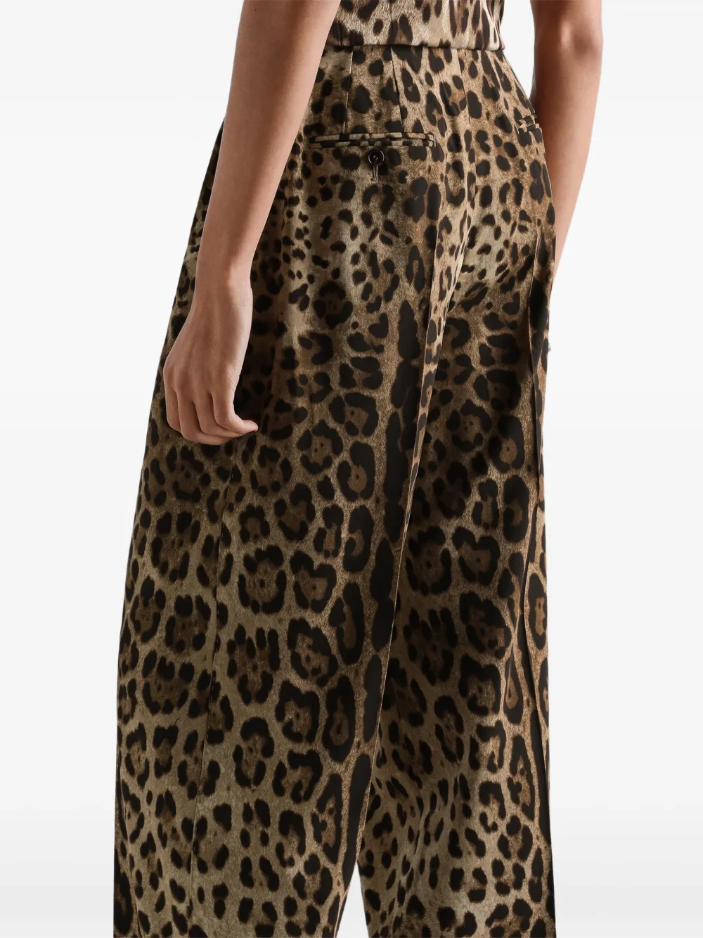 Dolce & Gabbana Wollen broek met luipaard-print Beige