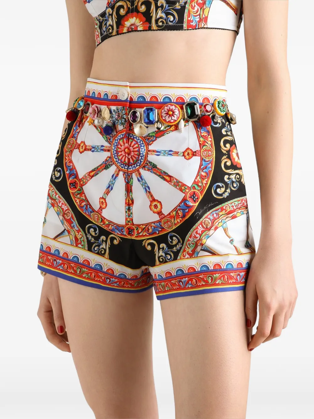 Dolce & Gabbana Popeline shorts met print Wit
