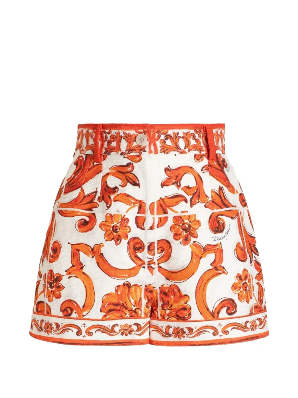 Dolce & Gabbana Majolica-print mat Bermuda shorts - White