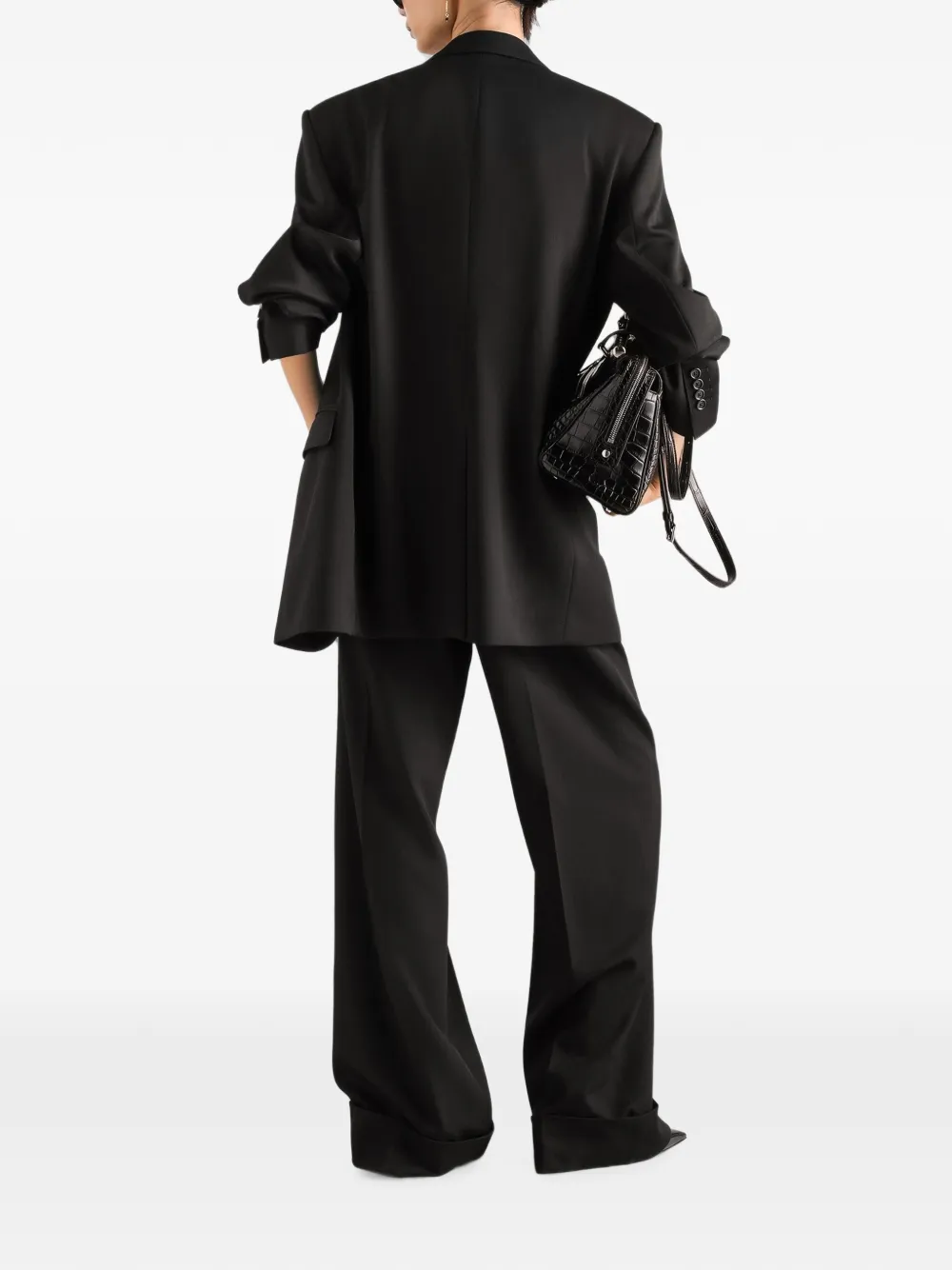 Dolce & Gabbana Wollen gabardine broek Zwart