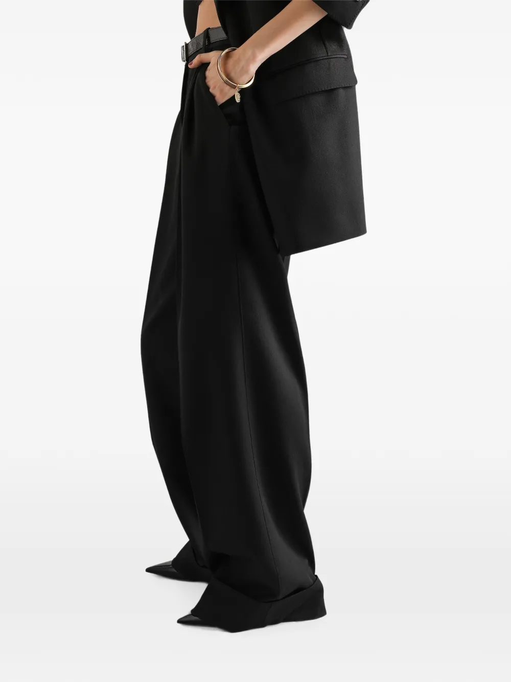 Dolce & Gabbana Wollen gabardine broek Zwart
