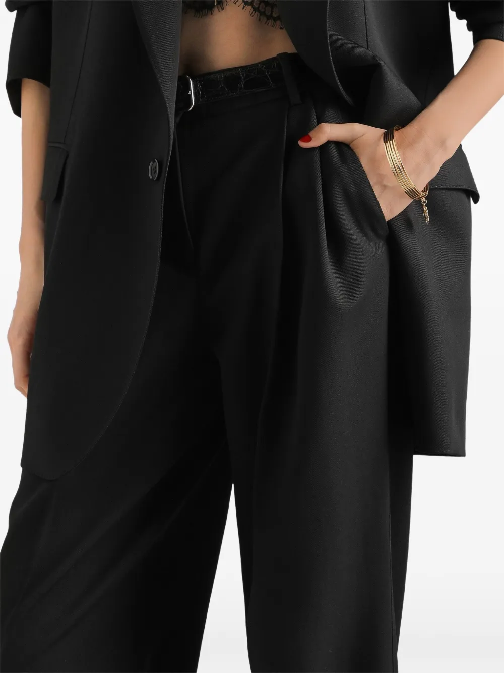 Dolce & Gabbana Wollen gabardine broek Zwart