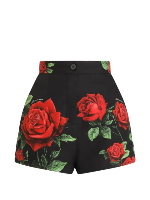 Dolce & Gabbana rose-print poplin shorts