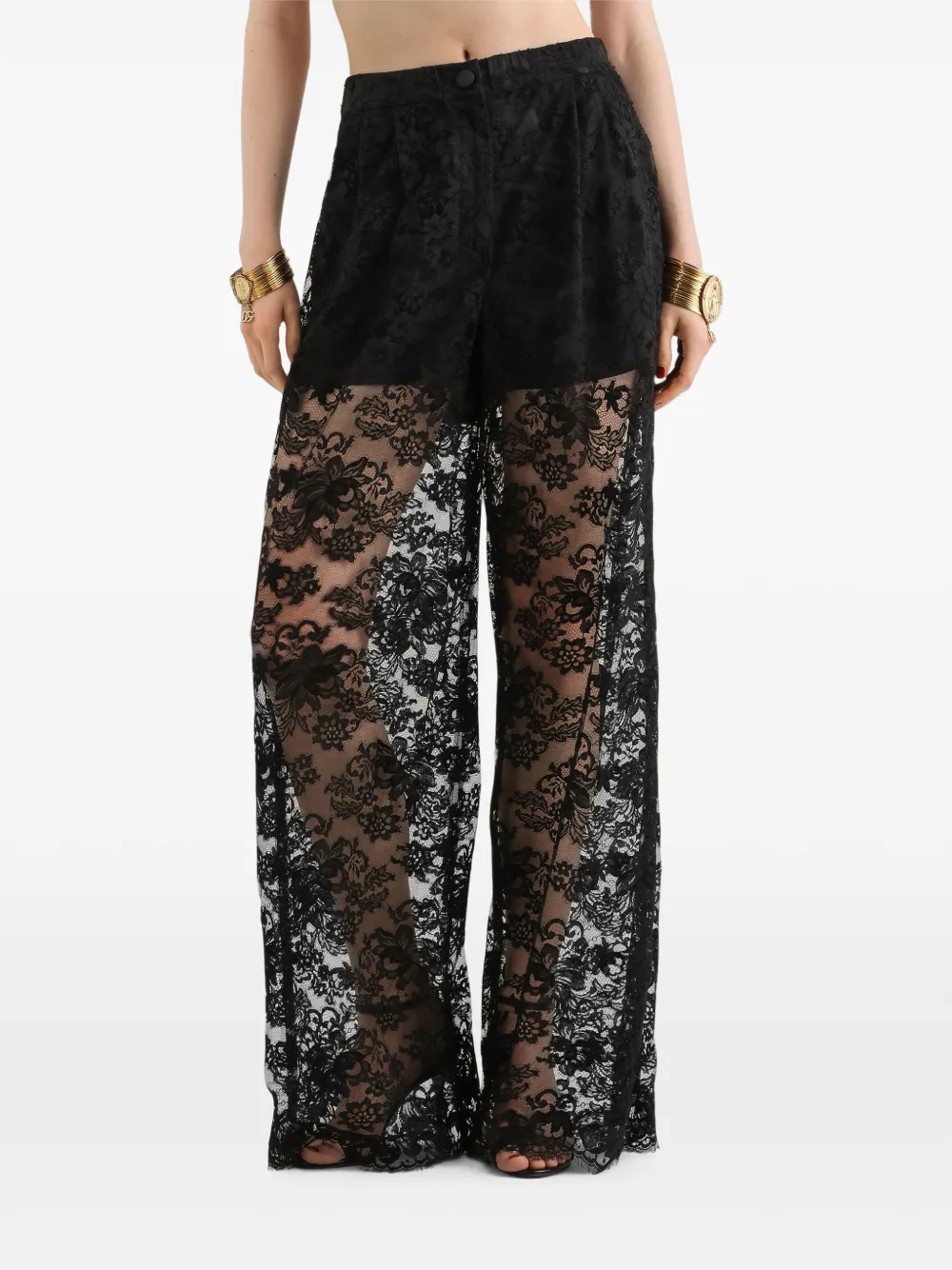 Dolce & Gabbana Broek met kant Zwart